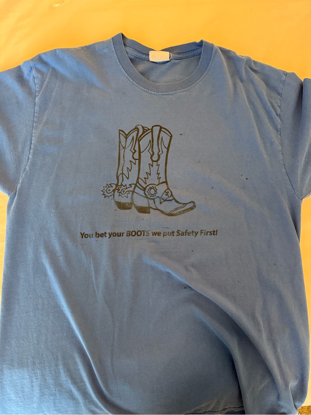 Blue Graphic Tee with Cowboy Boot Print